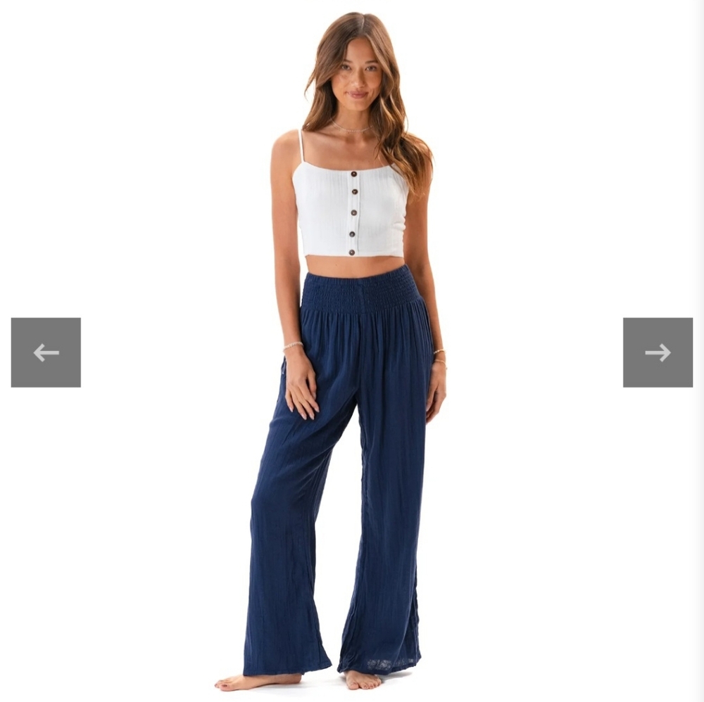 Navy Blue Women's Wide-Leg Pants Lotus & Luna